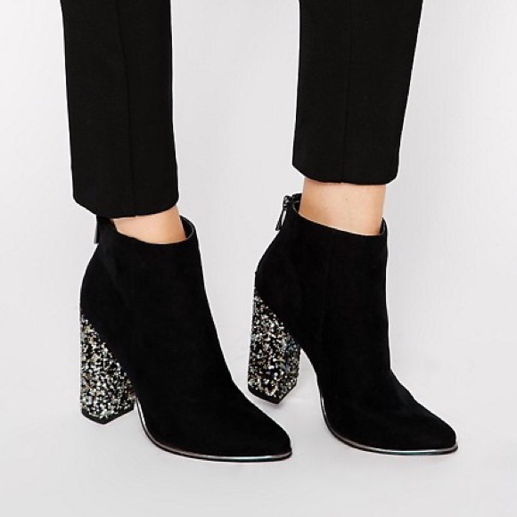 black heeled ankle boots new look
